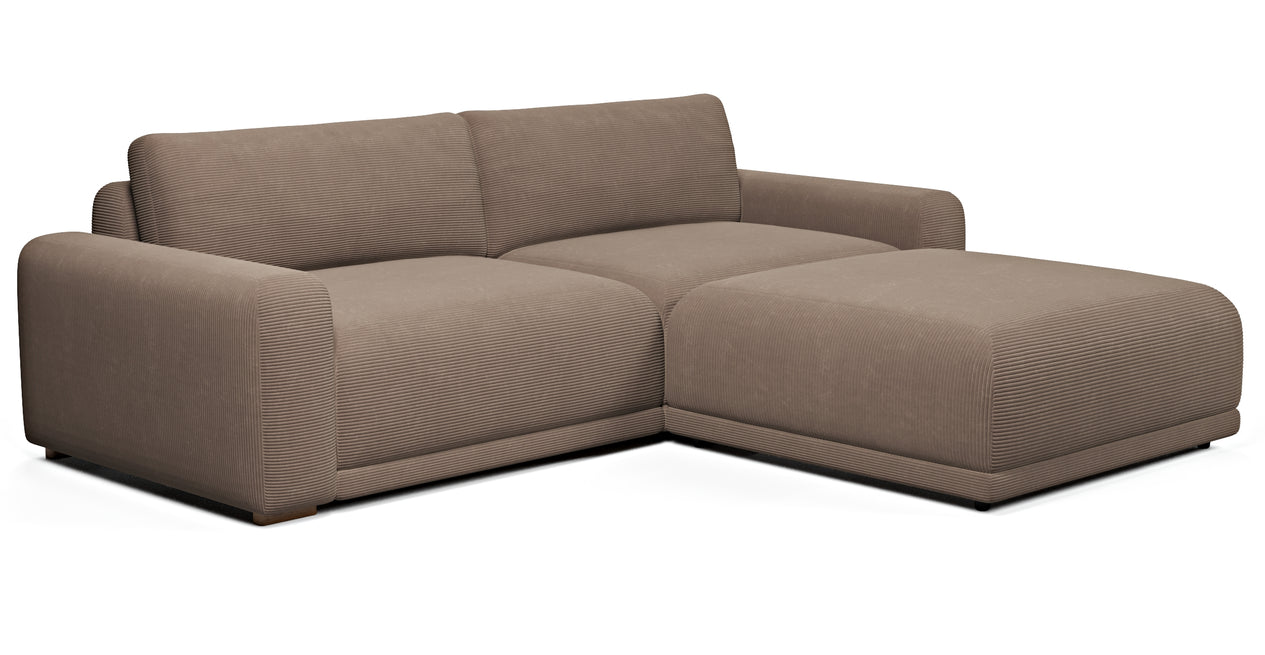 Carle 3-Sitzer Doppelarm und Hocker - Cord Velours