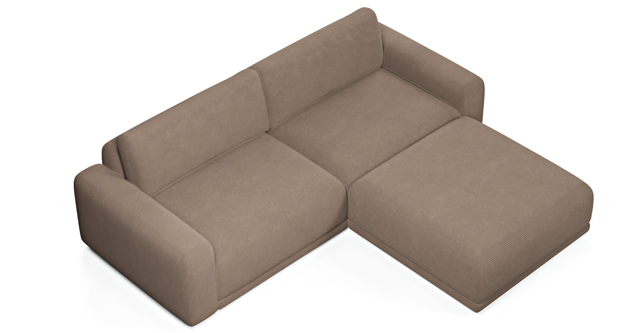 Carle 3-Sitzer Doppelarm und Hocker - Cord Velours