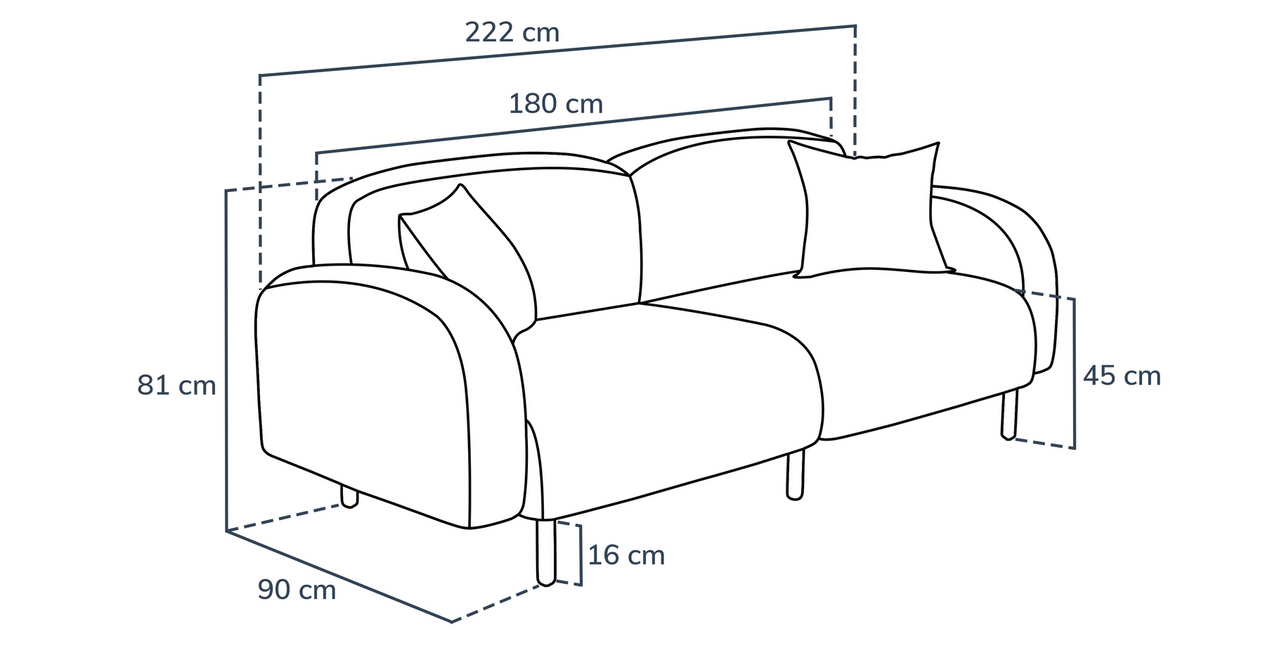 Brood 3-Sitzer Sofa Holzbein - Samt