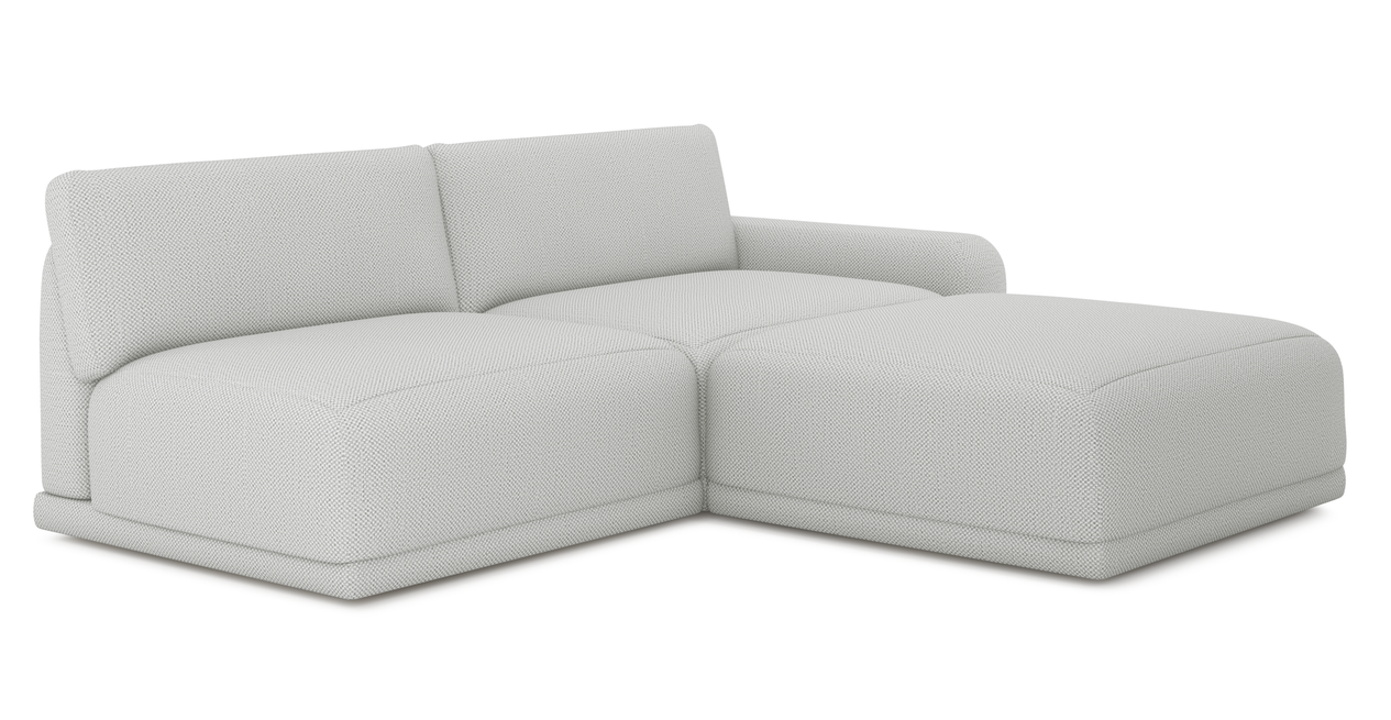 Carle 3-Sitzer mit Rechter Armlehne und Hocker - Naturgewebe