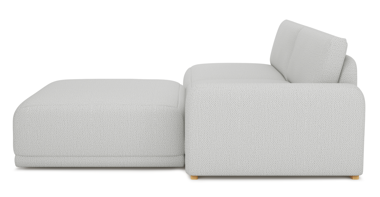 Carle 3-Sitzer mit Rechter Armlehne und Hocker - Naturgewebe
