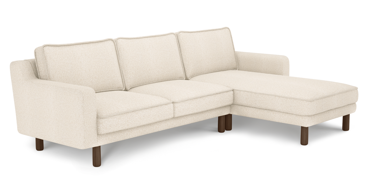 Klem Slim 266 x 171 Sektional Zylindrisch Holzbein - Bouclé