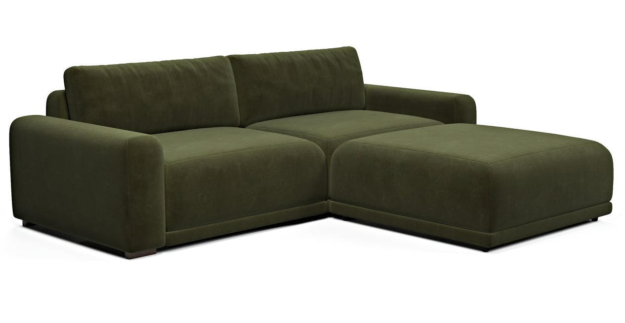 Carle 3-Sitzer Doppelarm und Hocker - Samt