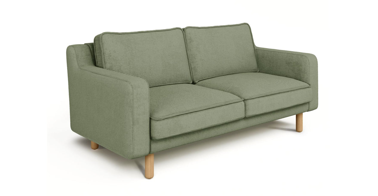 Klem Slim 2-Sitzer Sofa Zylindrisch Holzbein - Cord Velours
