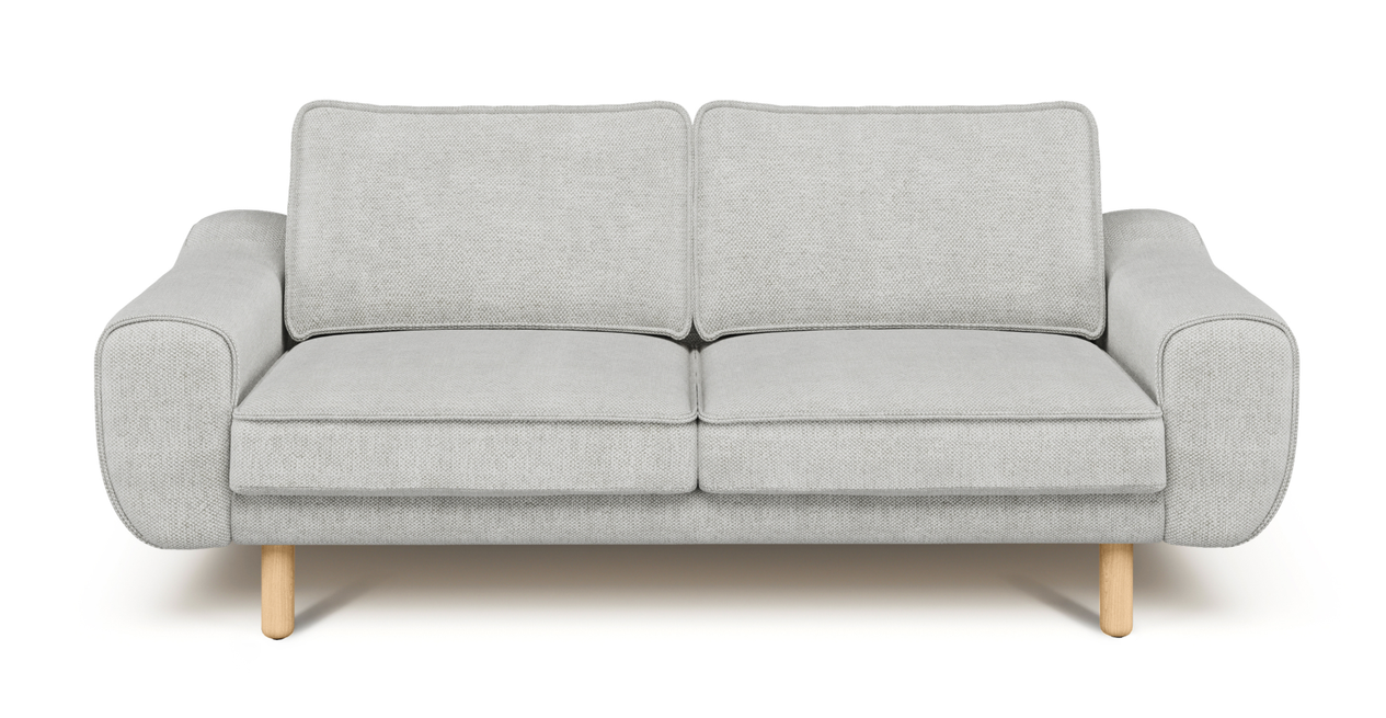 Klem 2-Sitzer Sofa Zylindrisch Holzbein - Naturgewebe