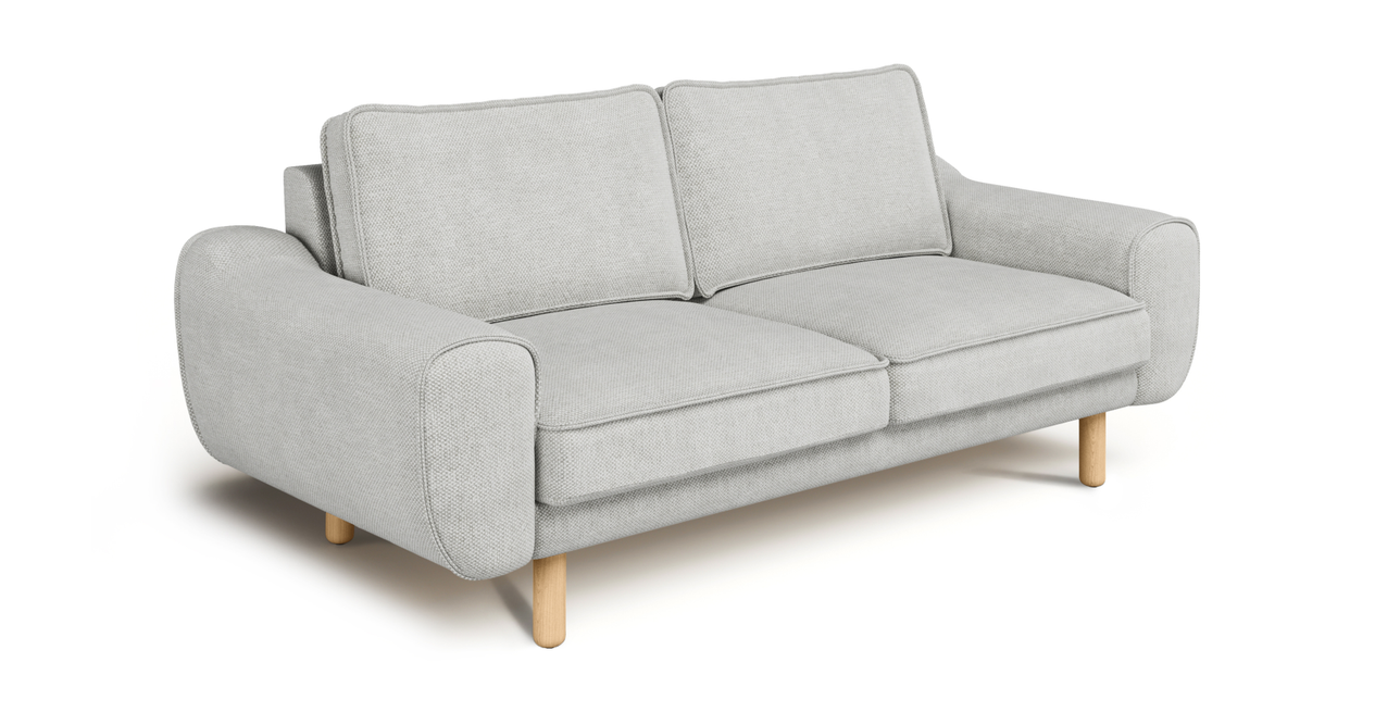 Klem 2-Sitzer Sofa Zylindrisch Holzbein - Naturgewebe
