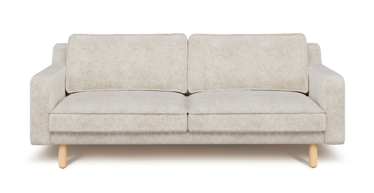 Klem Slim 3-Sitzer Sofa Zylindrisch Holzbein - Naturgewebe