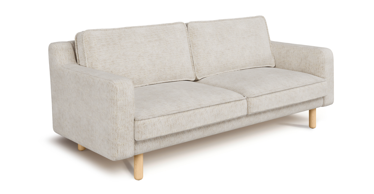 Klem Slim 3-Sitzer Sofa Zylindrisch Holzbein - Naturgewebe