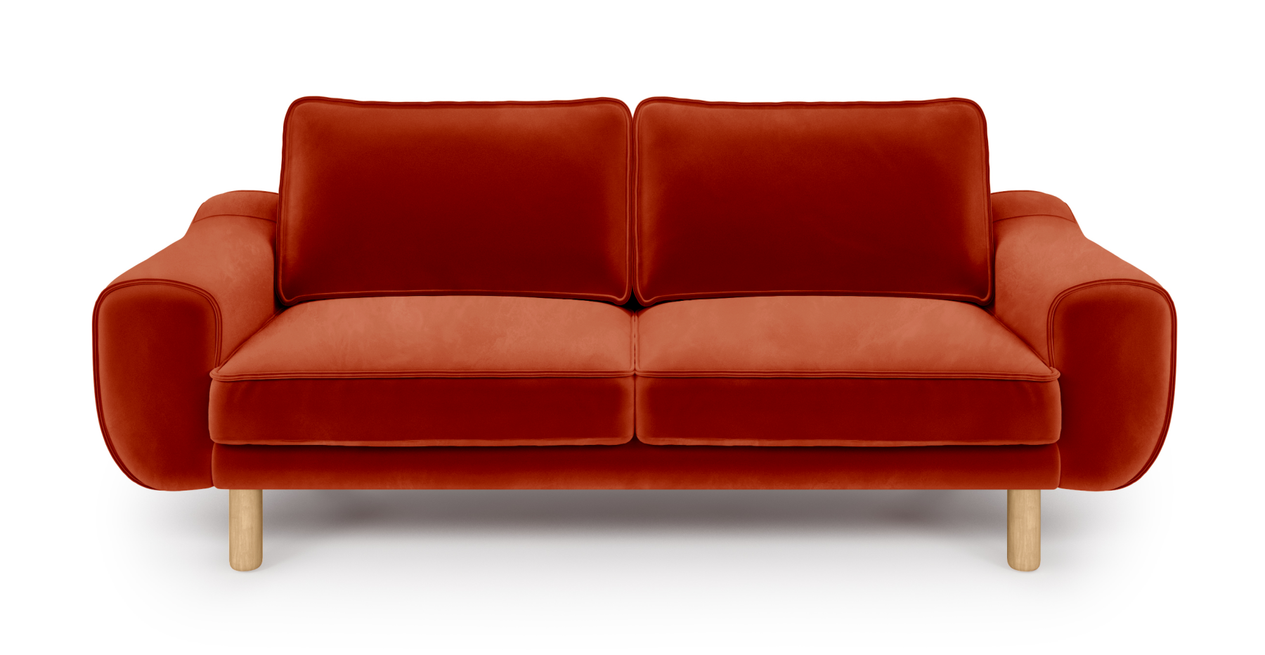 Klem 2-Sitzer Sofa Zylindrisch Holzbein - Samt