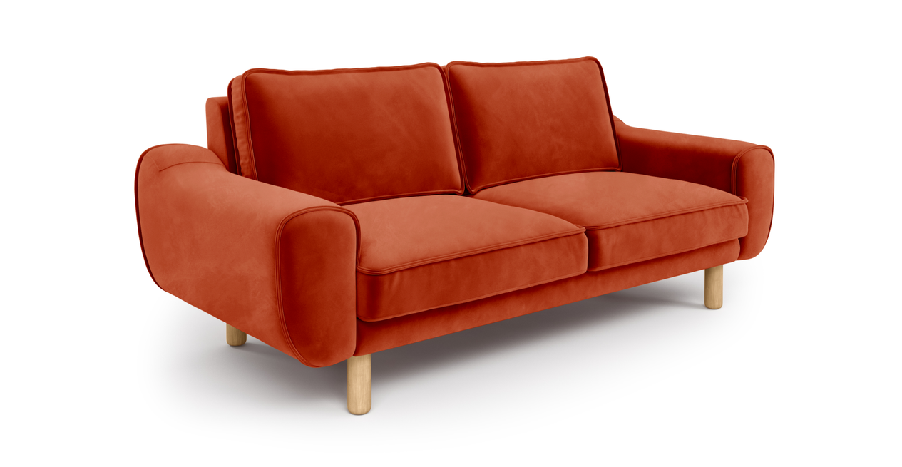 Klem 2-Sitzer Sofa Zylindrisch Holzbein - Samt