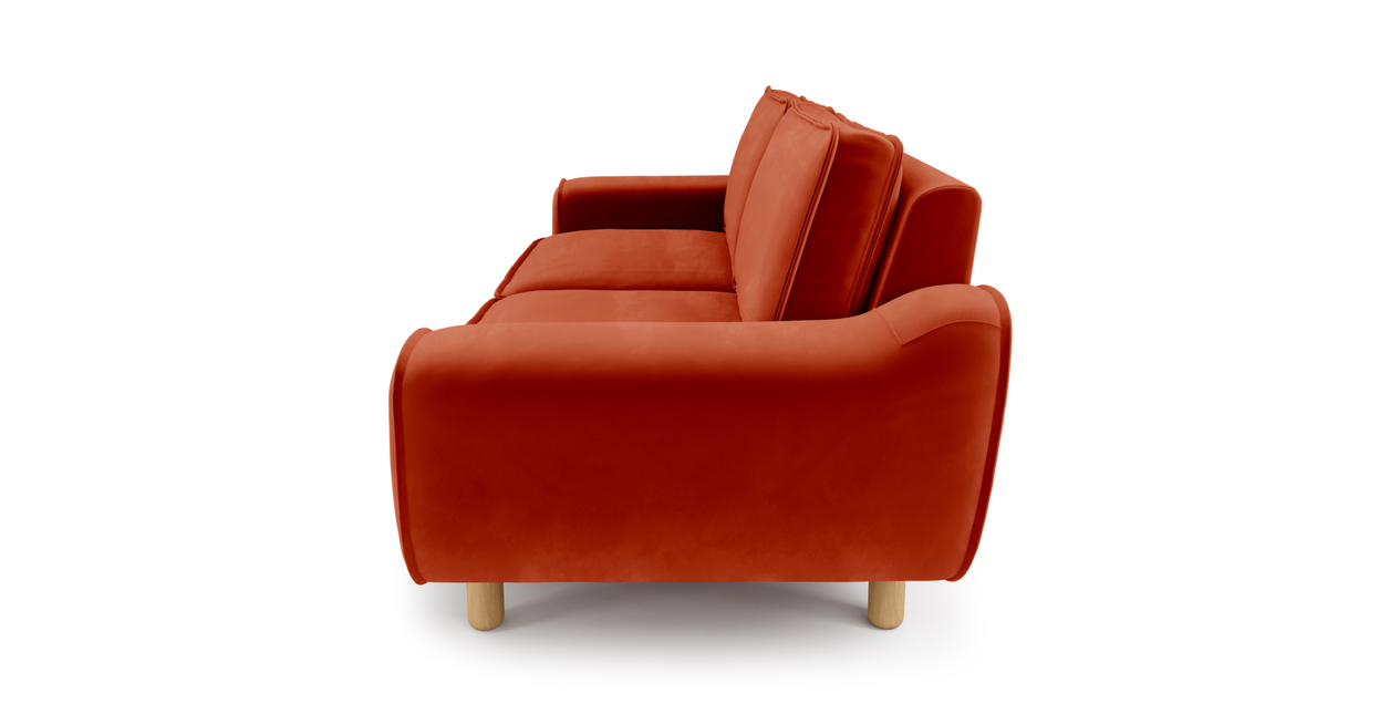 Klem 2-Sitzer Sofa Zylindrisch Holzbein - Samt