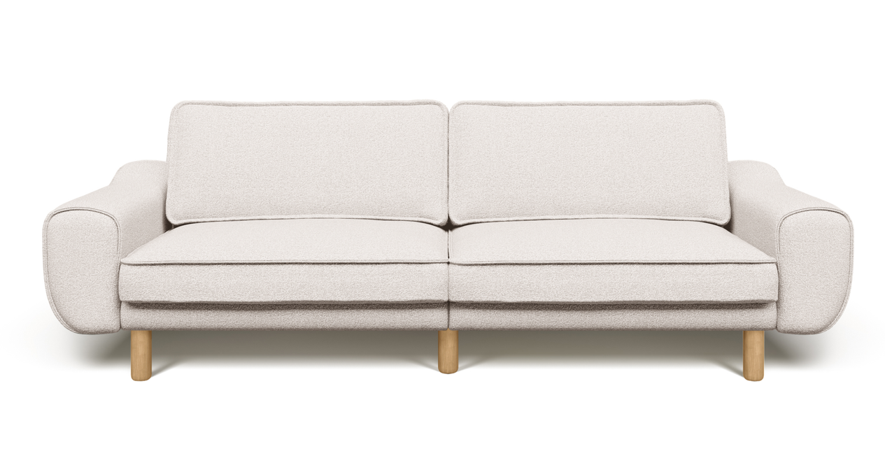 Klem 3-Sitzer Sofa Groß Zylindrisch Holzbein - Bouclé