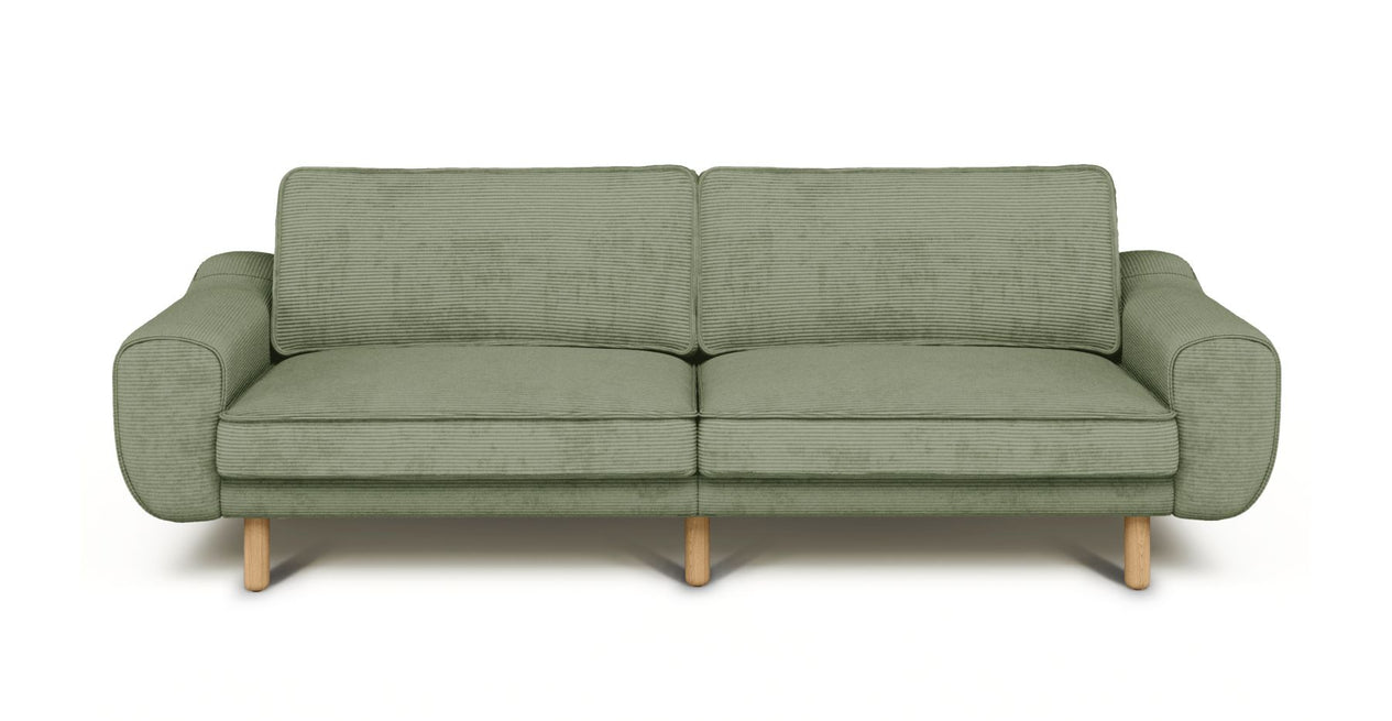 Klem 3-Sitzer Sofa Groß Zylindrisch Holzbein - Cord Velours