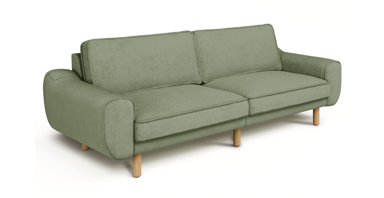 Klem 3-Sitzer Sofa Groß Zylindrisch Holzbein - Cord Velours