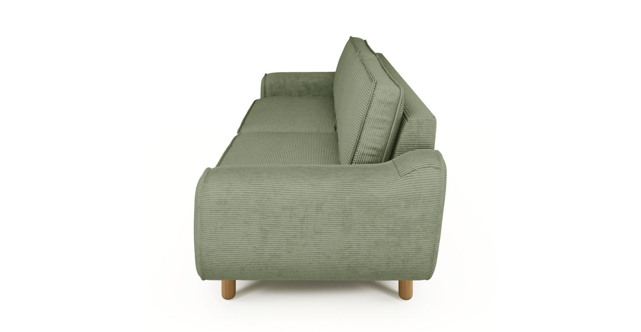 Klem 3-Sitzer Sofa Groß Zylindrisch Holzbein - Cord Velours