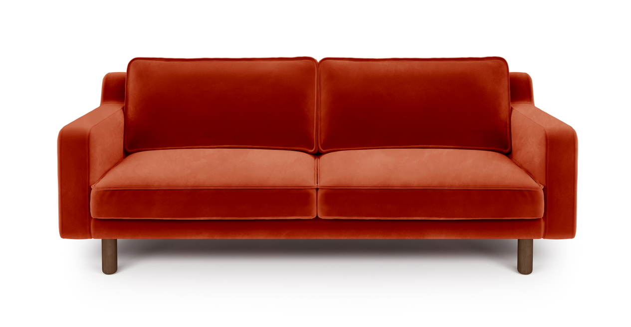 Klem Slim 3-Sitzer Sofa Zylindrisch Holzbein - Samt