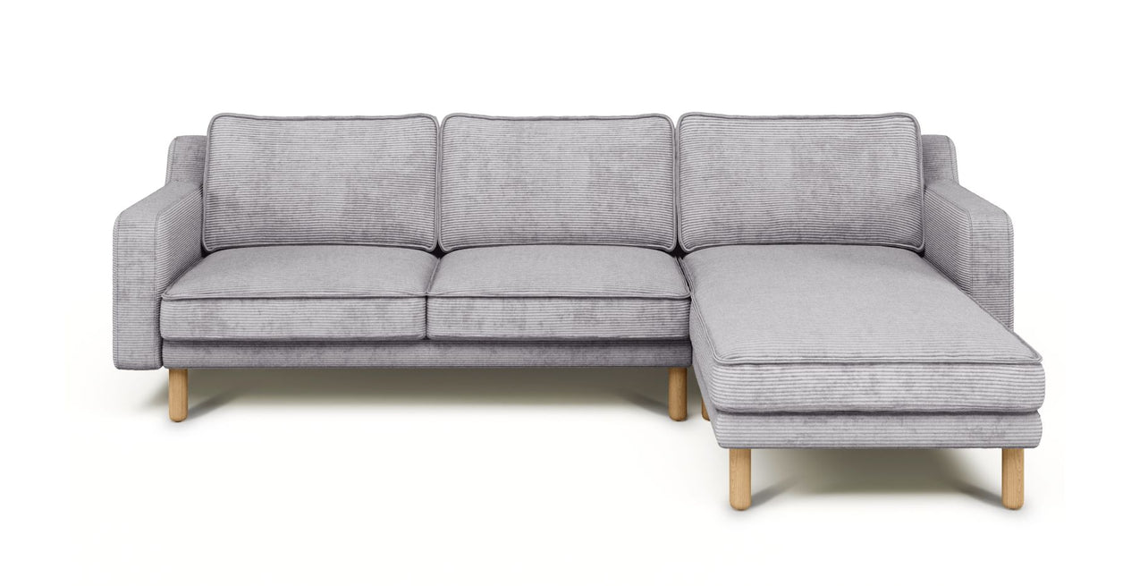 Klem Slim 266 x 171 Sektional Zylindrisch Holzbein - Cord Velours