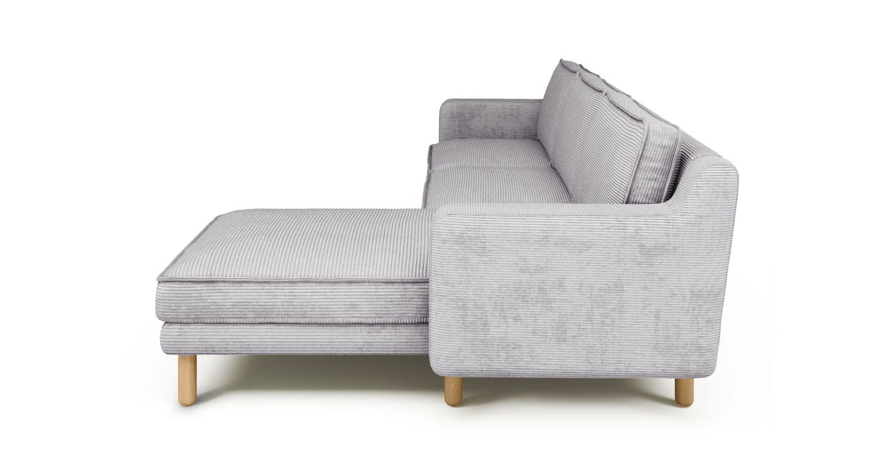 Klem Slim 266 x 171 Sektional Zylindrisch Holzbein - Cord Velours