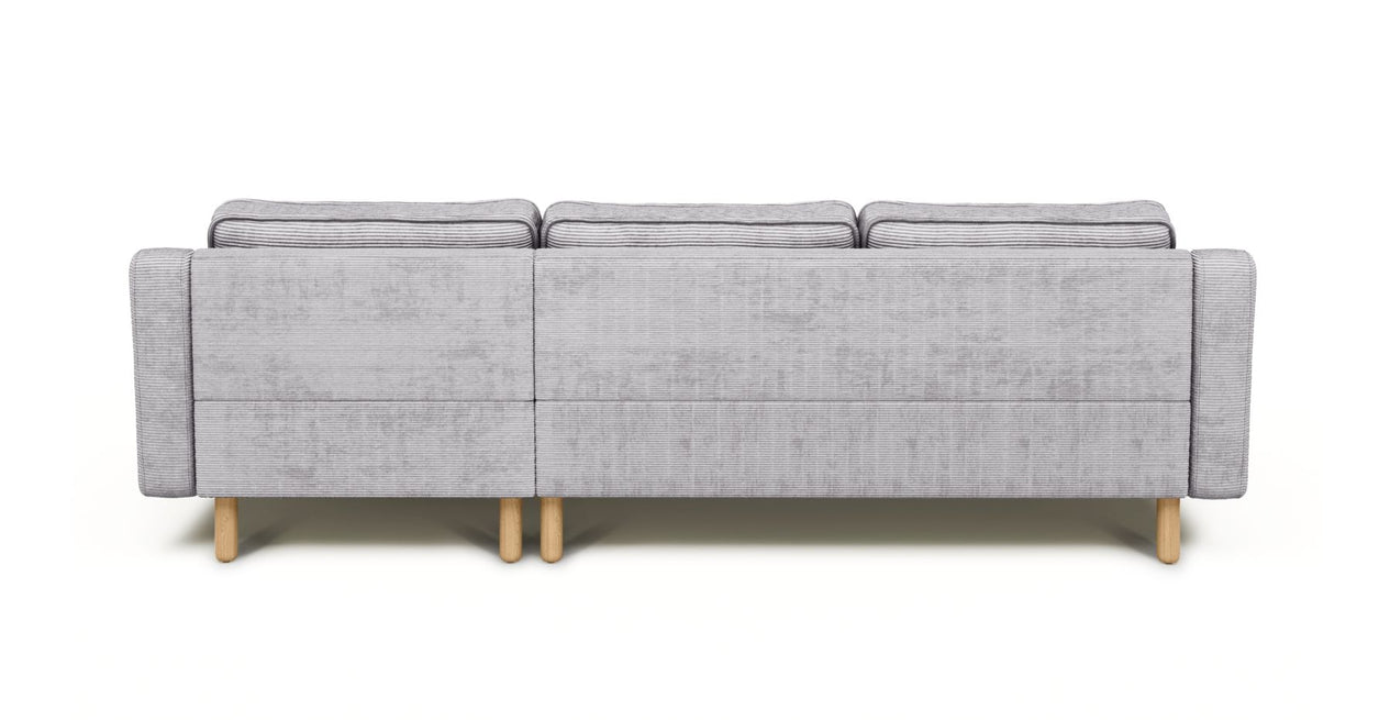 Klem Slim 266 x 171 Sektional Zylindrisch Holzbein - Cord Velours
