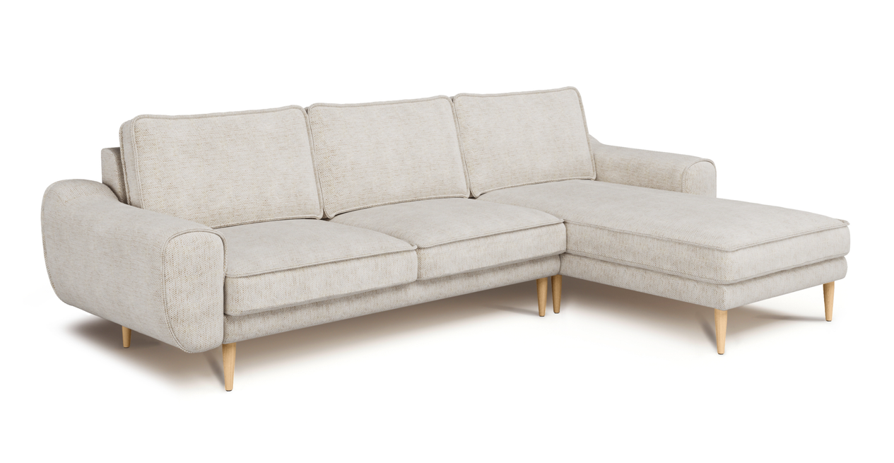 Klem 280 x 171 Sektional Holzbein - Naturgewebe