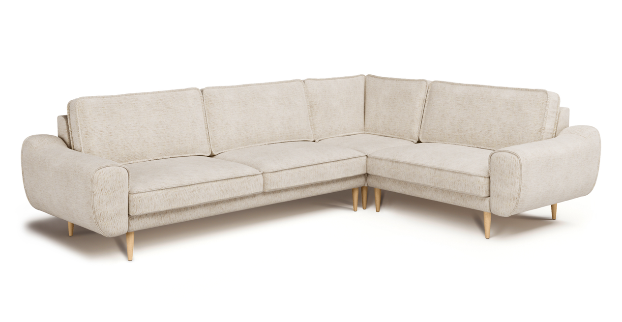Klem 210 x 290 Sektional Holzbein - Naturgewebe