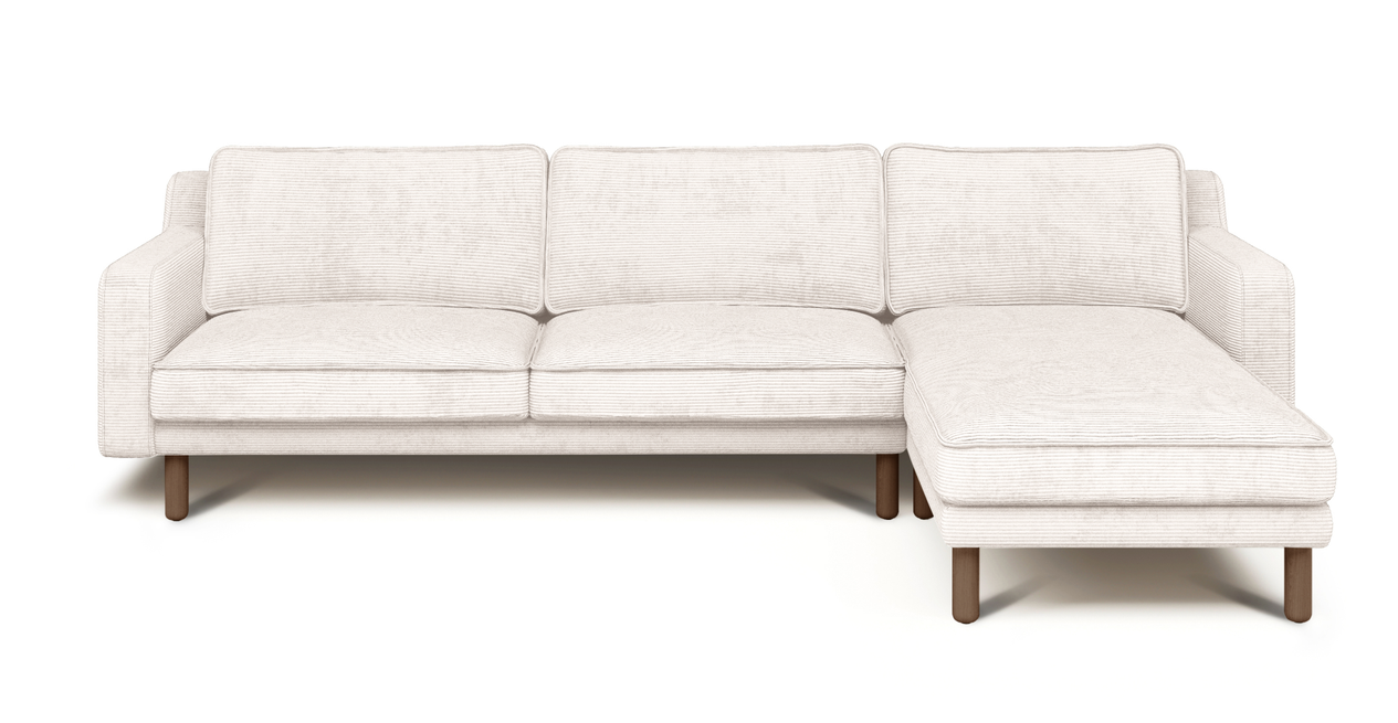 Klem Slim 292 x 171 Sektional Zylindrisch Holzbein - Cord Velours