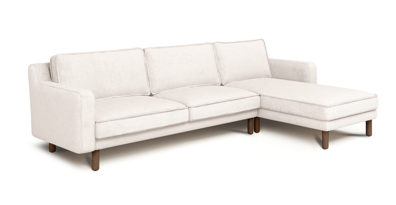 Klem Slim 292 x 171 Sektional Zylindrisch Holzbein - Cord Velours