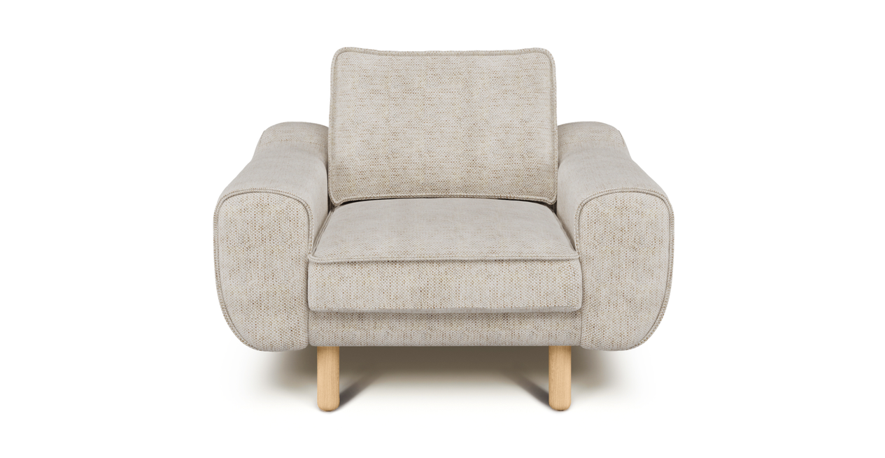 Klem Sessel Zylindrisch Holzbein - Naturgewebe