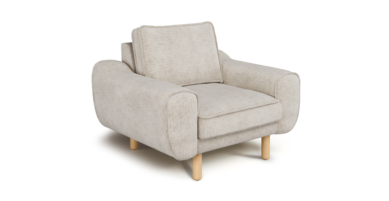 Klem Sessel Zylindrisch Holzbein - Naturgewebe
