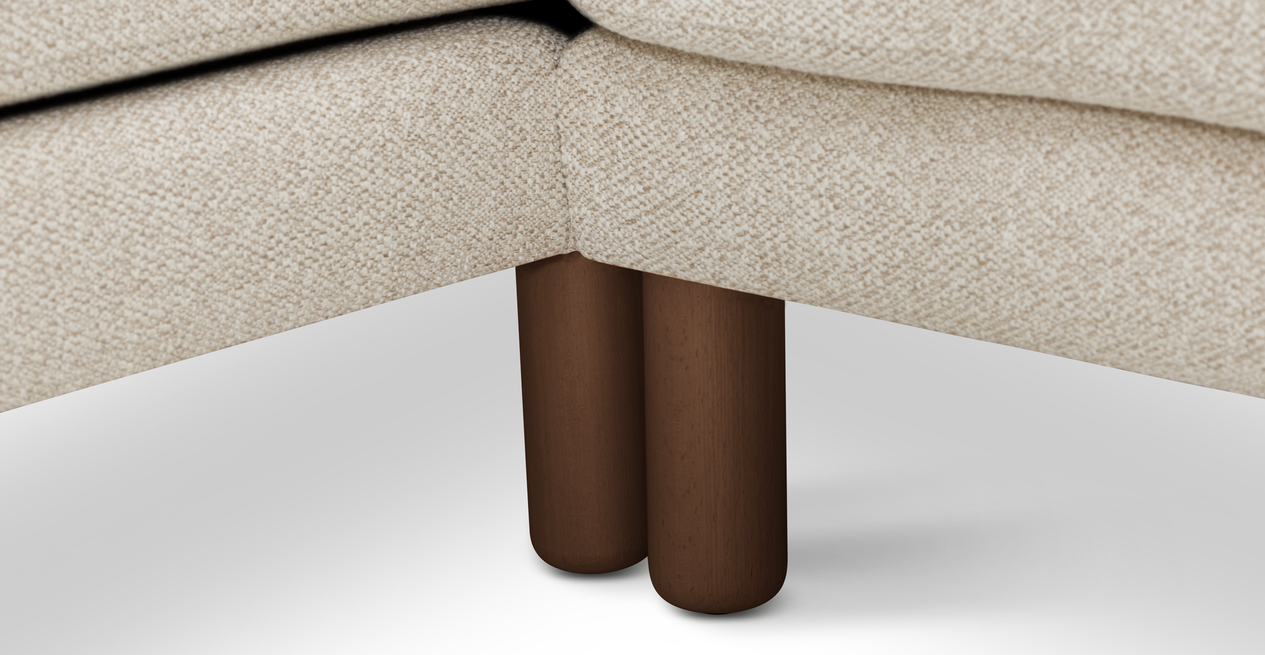 Klem Slim 266 x 171 Sektional Zylindrisch Holzbein - Bouclé
